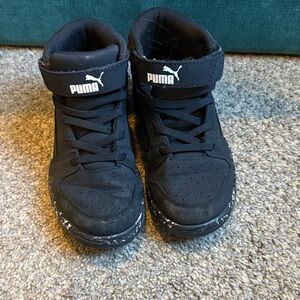 Puma Kids Black High-Top Sneakers with White Logo